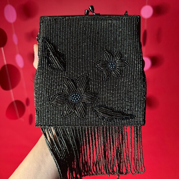 Vintage Beaded Fringe Evening Bag & 3D Cannes Cinema Art Plaque – Unique Gift - Picture 1 of 12